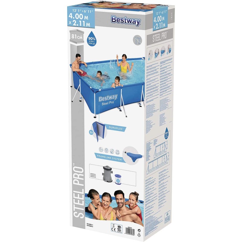 تسوق BESTWAY Steel Pro Frame Pool Set, 4.00 m x 2.11 m x 81 cm 56424
